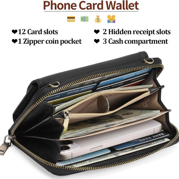 Small Leather Crossbody Cell Phone Bag for Women with RFID Blocking Slots - Picture 2 of 6